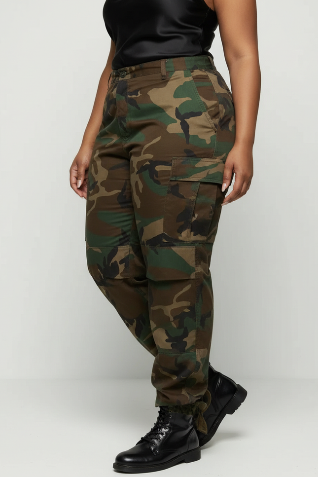 Pantalon Cargo Camouflage Ample Décontracté Streetwear Femme - Multicolore Toile