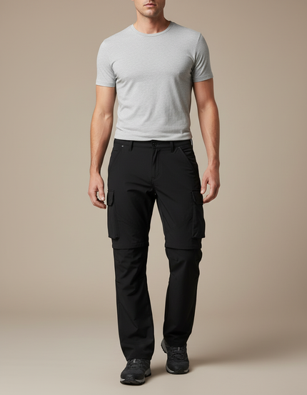 Pantalon Cargo Noir Convertible Zippé Léger Homme - Polyester