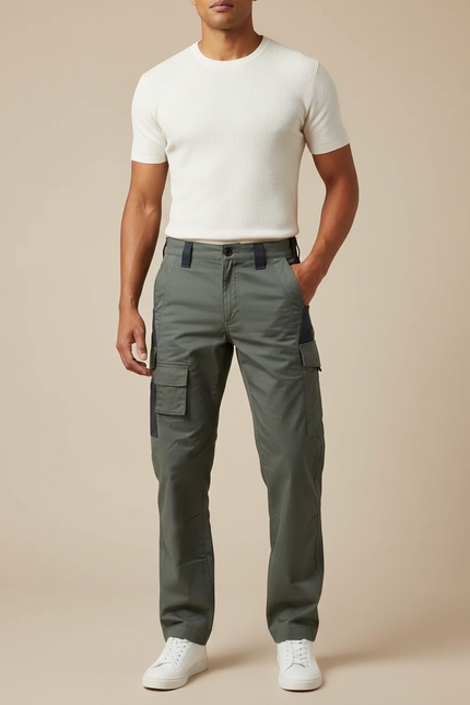 Pantalon Cargo Travail Homme - Kaki Toile