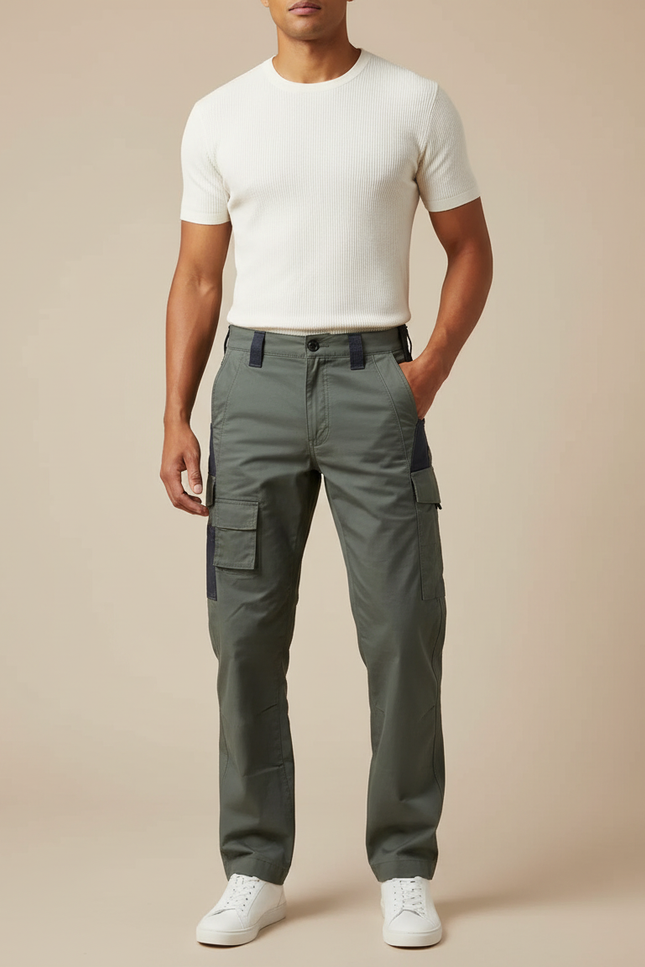 Pantalon Cargo Travail Homme - Kaki Toile