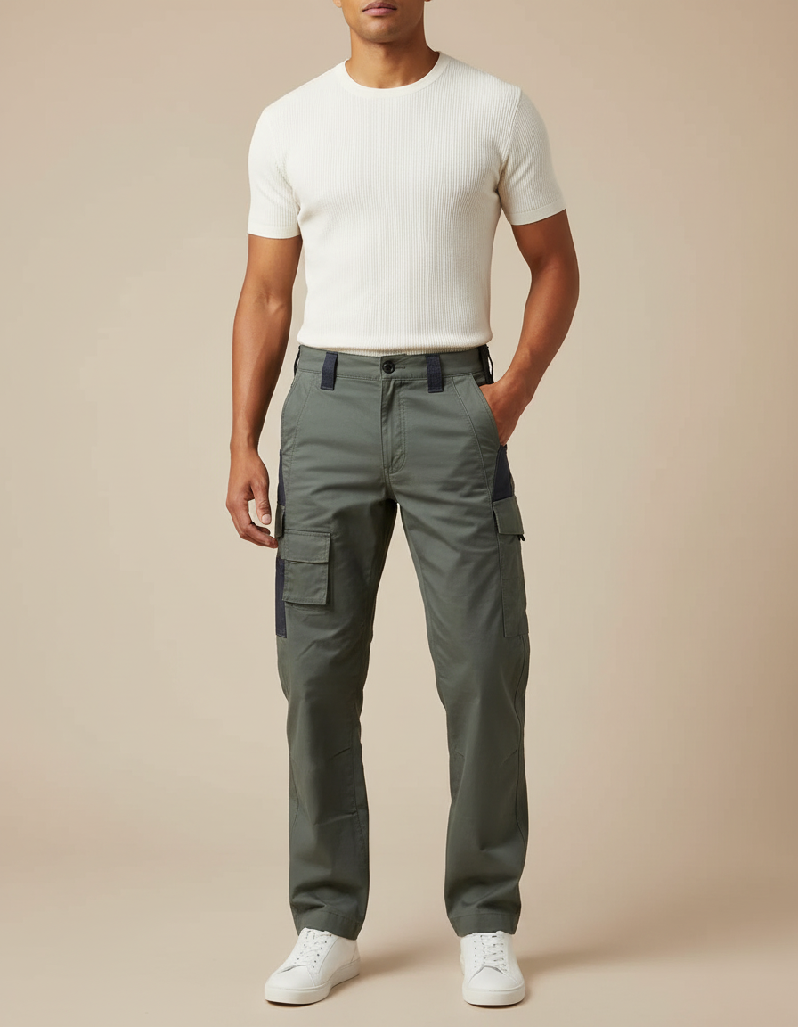 Pantalon Cargo Travail Homme - Kaki Toile
