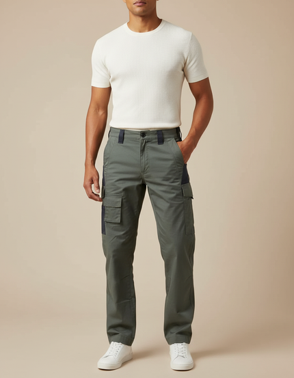 Pantalon Cargo Travail Homme - Kaki Toile