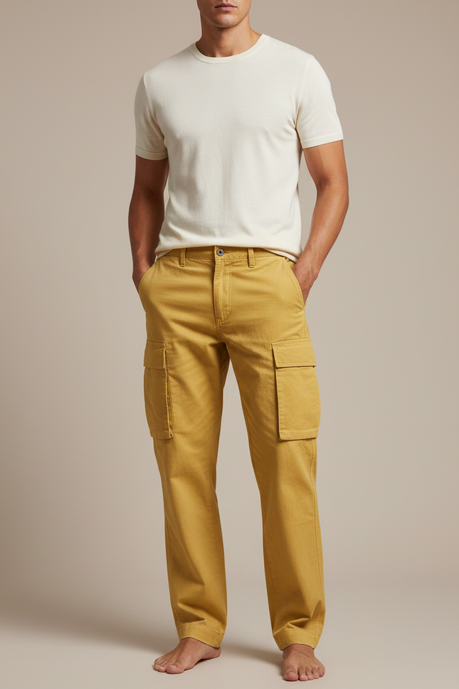 Pantalon Cargo Jaune Homme - Toile