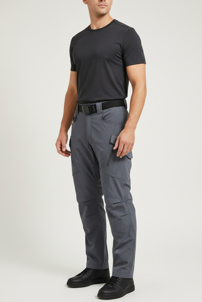 Pantalon Cargo Gris Tactique Multipoches Homme Résistant - Polyester