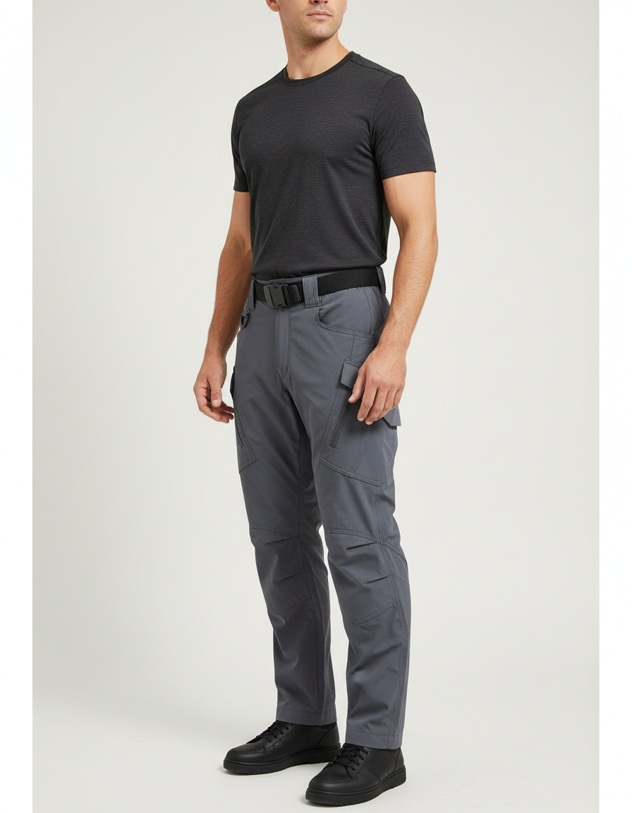Pantalon Cargo Gris Tactique Multipoches Homme Résistant - Polyester