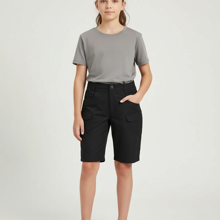 Pantalon Cargo Noir Tactique Multipoches Garçon Fille - Polyester