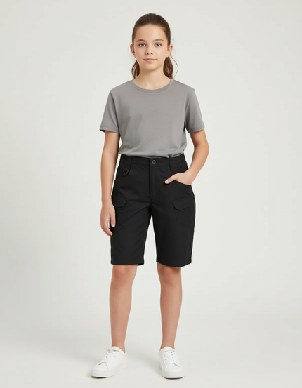 Pantalon Cargo Noir Tactique Multipoches Garçon Fille - Polyester