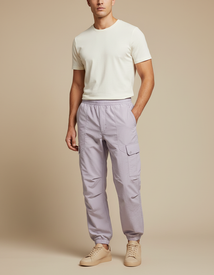 Pantalon Cargo Lavande Ample Coton Décontracté Homme - Violet Polyester