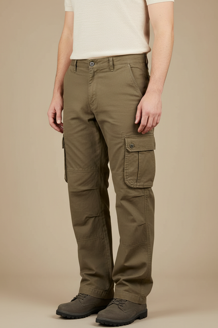 Pantalon Cargo Homme Kaki Droit - Toile