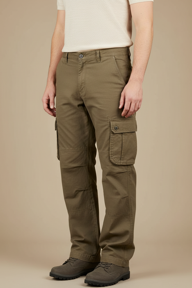 Pantalon Cargo Homme Kaki Droit - Toile