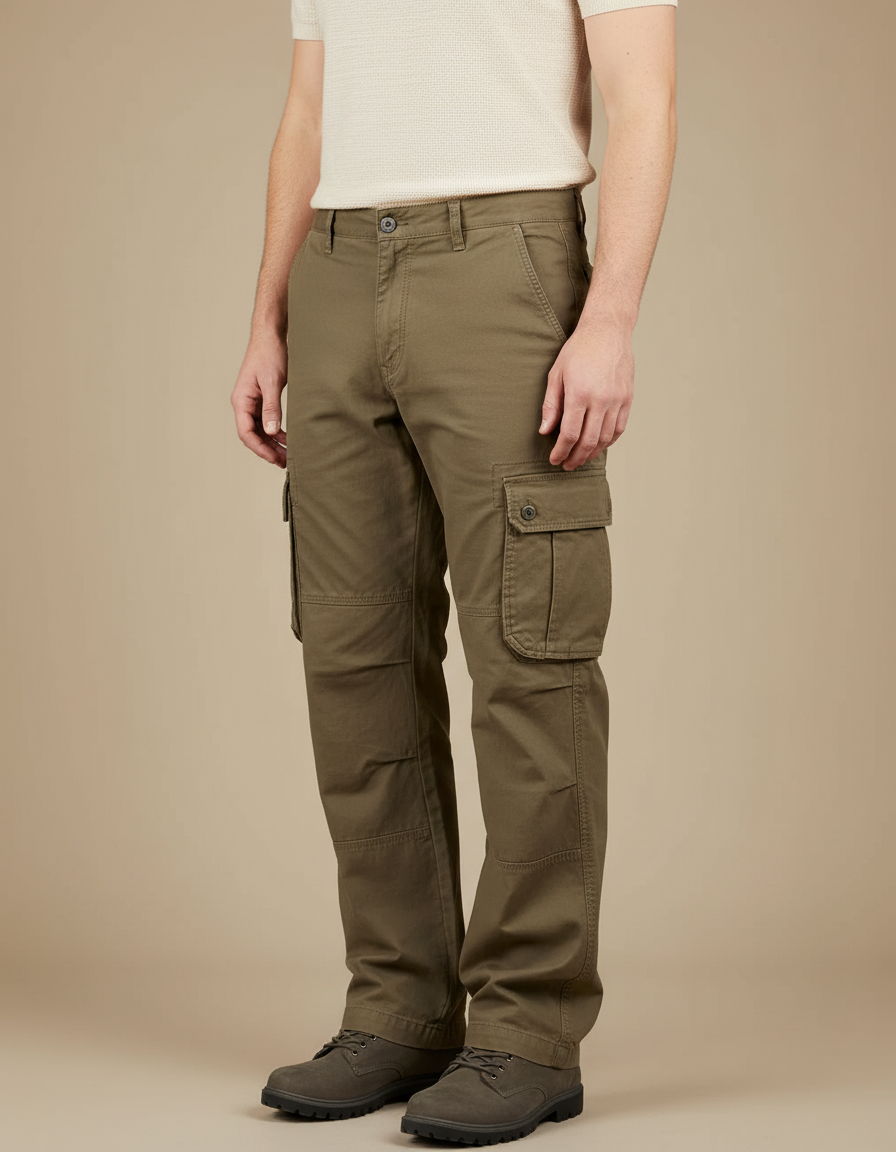 Pantalon Cargo Homme Kaki Droit - Toile