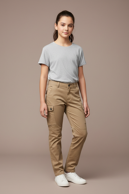 Pantalon Cargo Beige Enfant Coupe Droite Multipoches - Toile