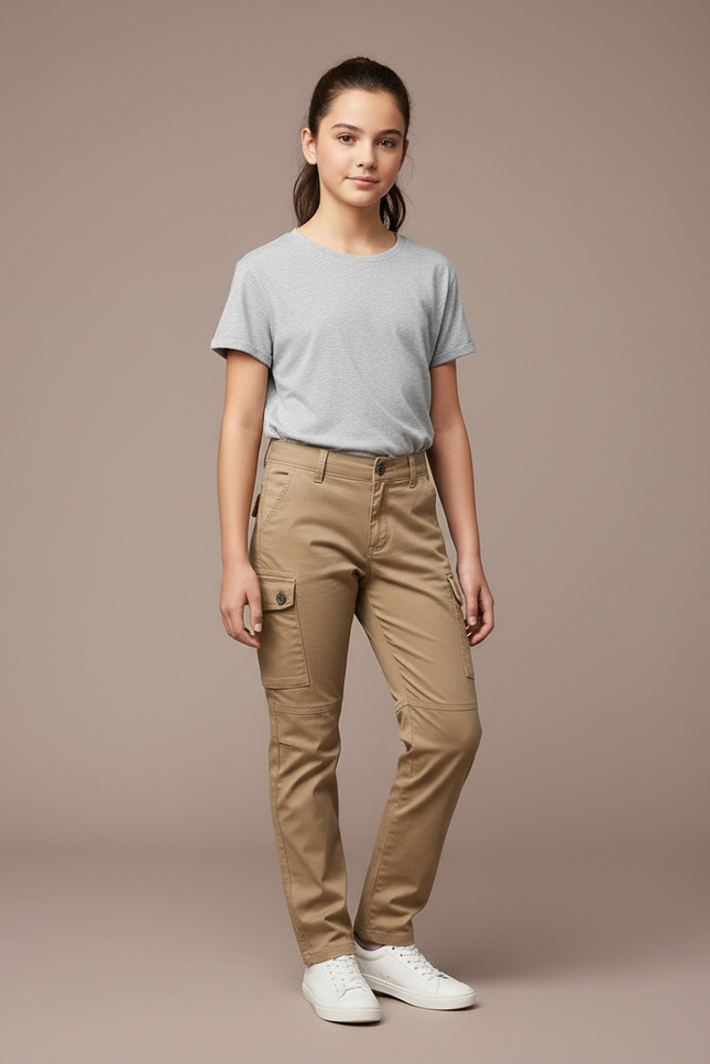 Pantalon Cargo Beige Enfant Coupe Droite Multipoches - Toile