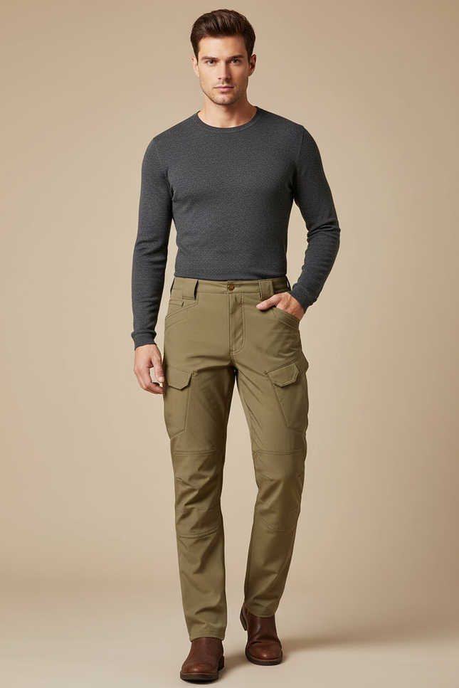 Pantalon Cargo Kaki Homme Décontracté Multipoches - Gabardine