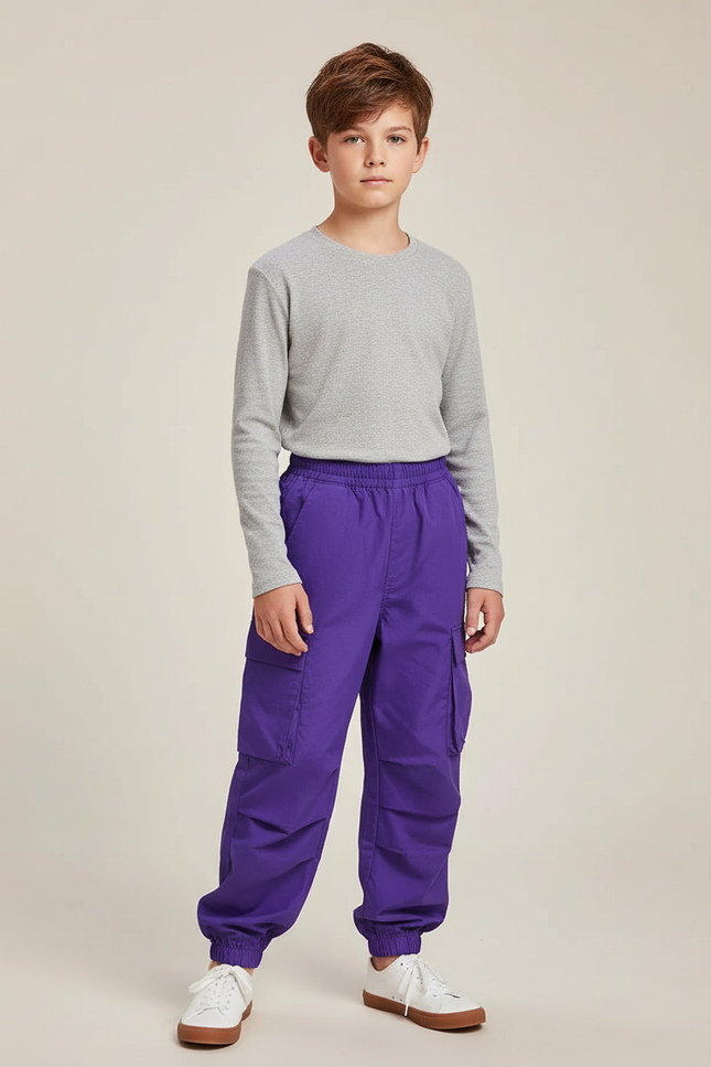 Pantalon Cargo Garçon Violet Jogger - Toile