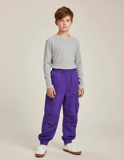 Pantalon Cargo Garçon Violet Jogger - Toile