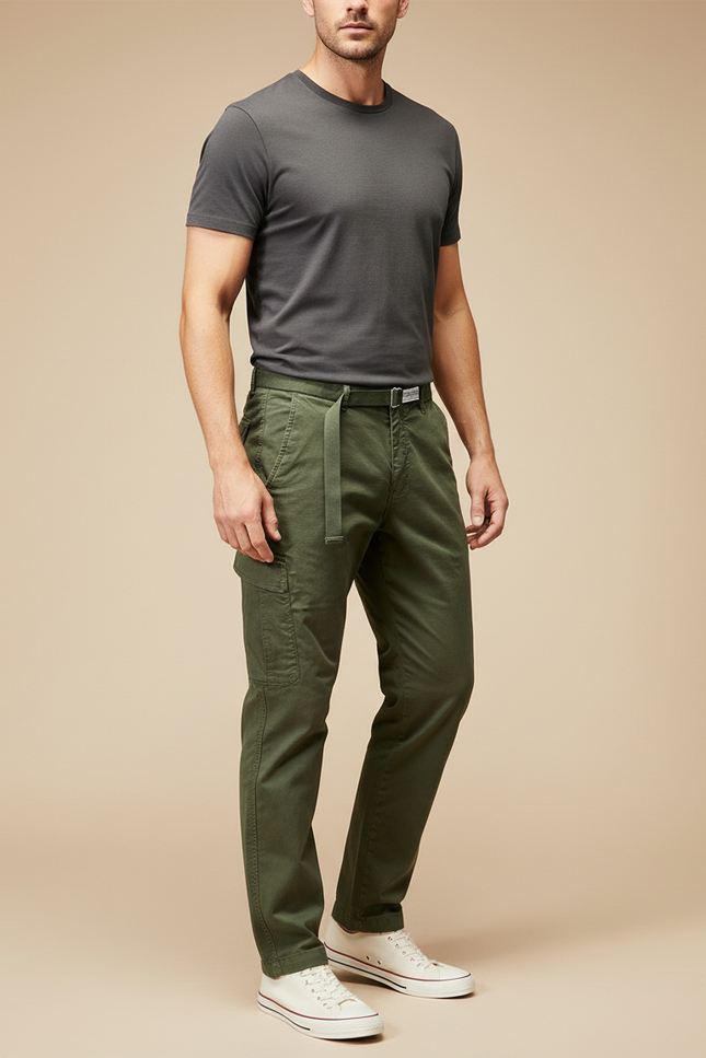 Pantalon Cargo Vert Militaire Coton Décontracté Homme - Kaki