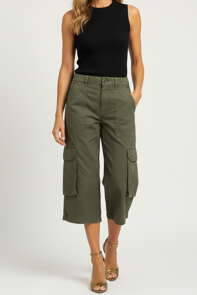 Pantalon Capri Cargo - Kaki Toile