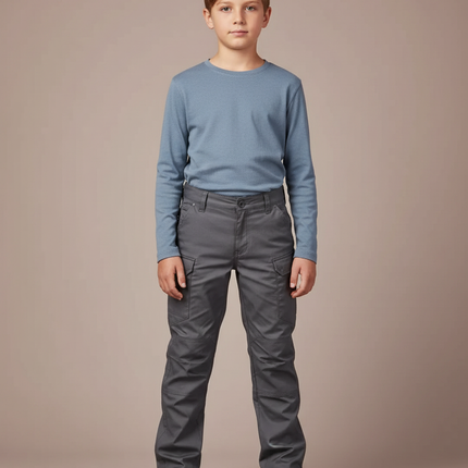 Pantalon Cargo Gris Enfant Multipoches Décontracté - Toile