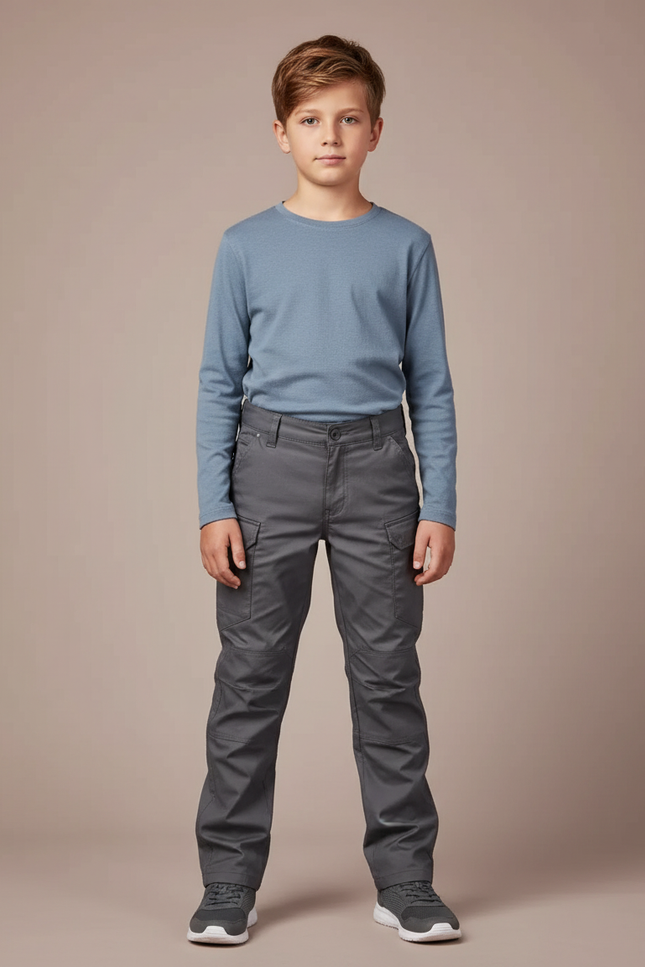 Pantalon Cargo Gris Enfant Multipoches Décontracté - Toile