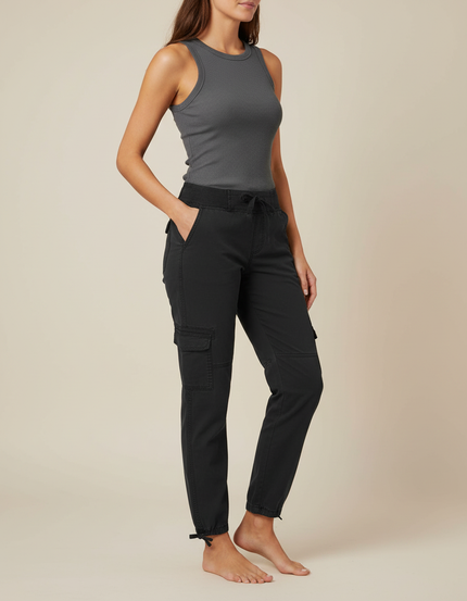 Pantalon Cargo Extensible - Noir Toile