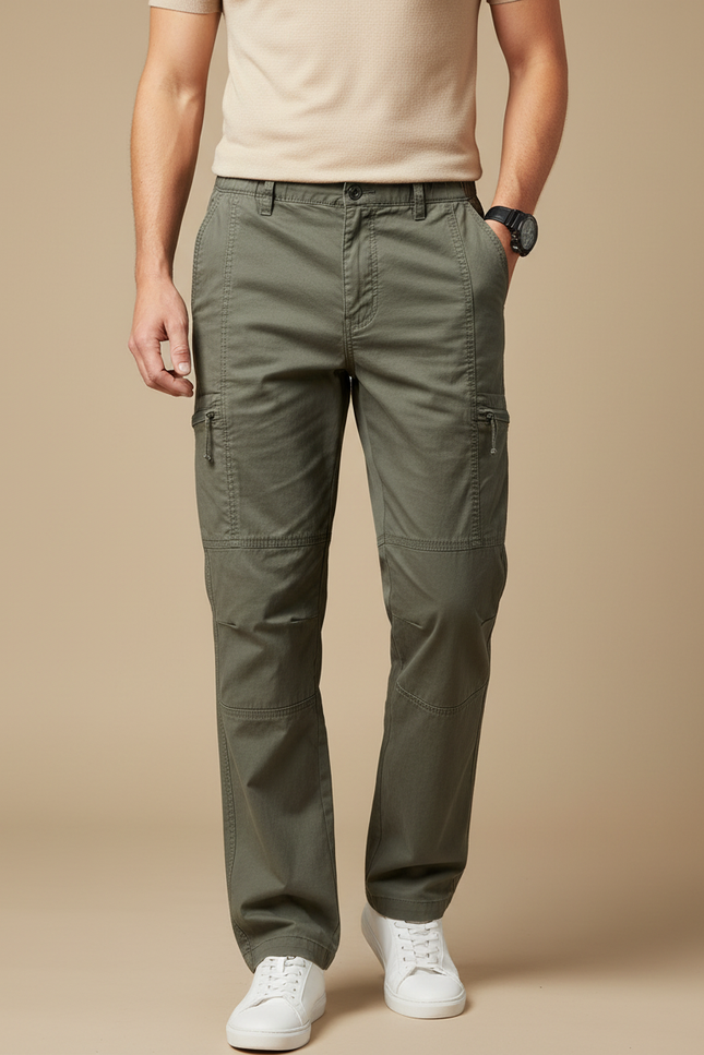 Pantalon Cargo Zippé Homme - Kaki Toile