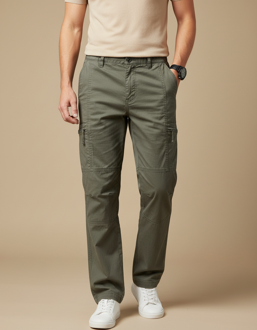 Pantalon Cargo Zippé Homme - Kaki Toile