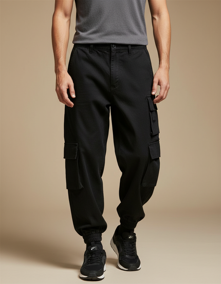 Pantalon Cargo En Tissu Fleece Pour Homme - Noir Molleton