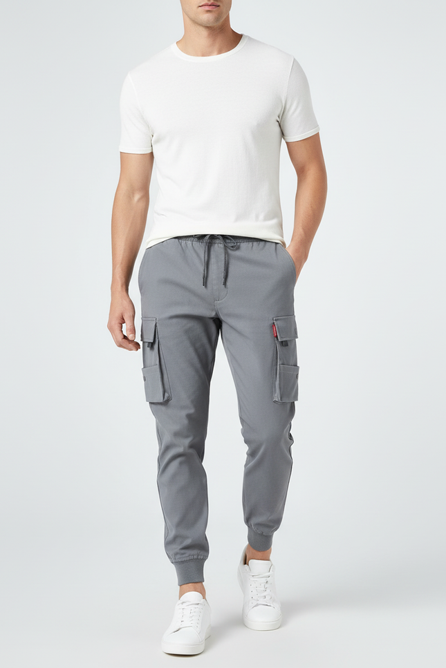 Pantalon Cargo Slim - Gris Gabardine