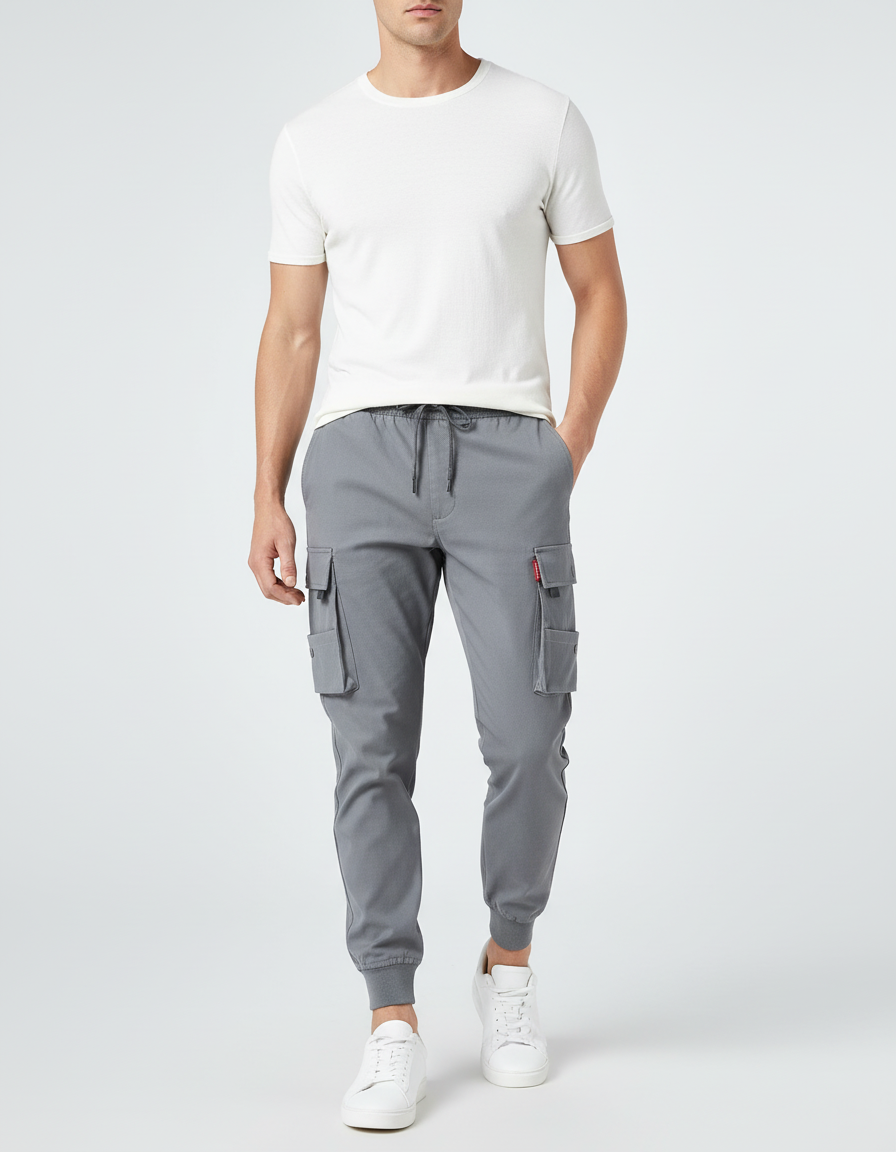 Pantalon Cargo Slim - Gris Gabardine