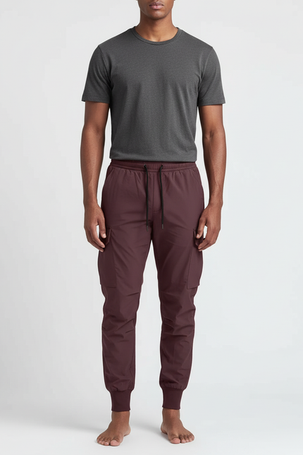 Pantalon Cargo Bordeaux Jogger Sport Homme - Polyester