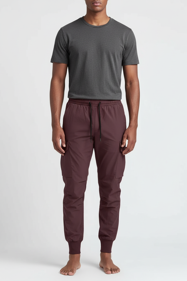 Pantalon Cargo Bordeaux Jogger Sport Homme - Polyester