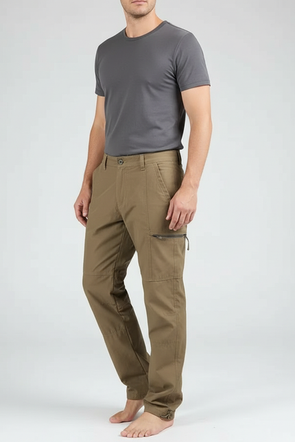Pantalon Cargo Homme Marron Décontracté Multipoches Ample - Kaki Toile