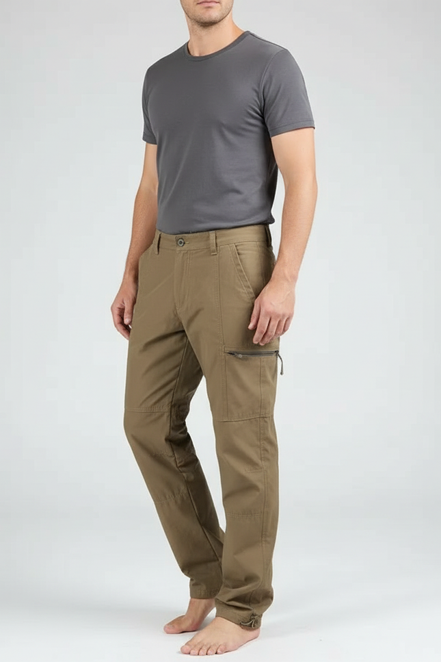 Pantalon Cargo Homme Marron Décontracté Multipoches Ample - Kaki Toile