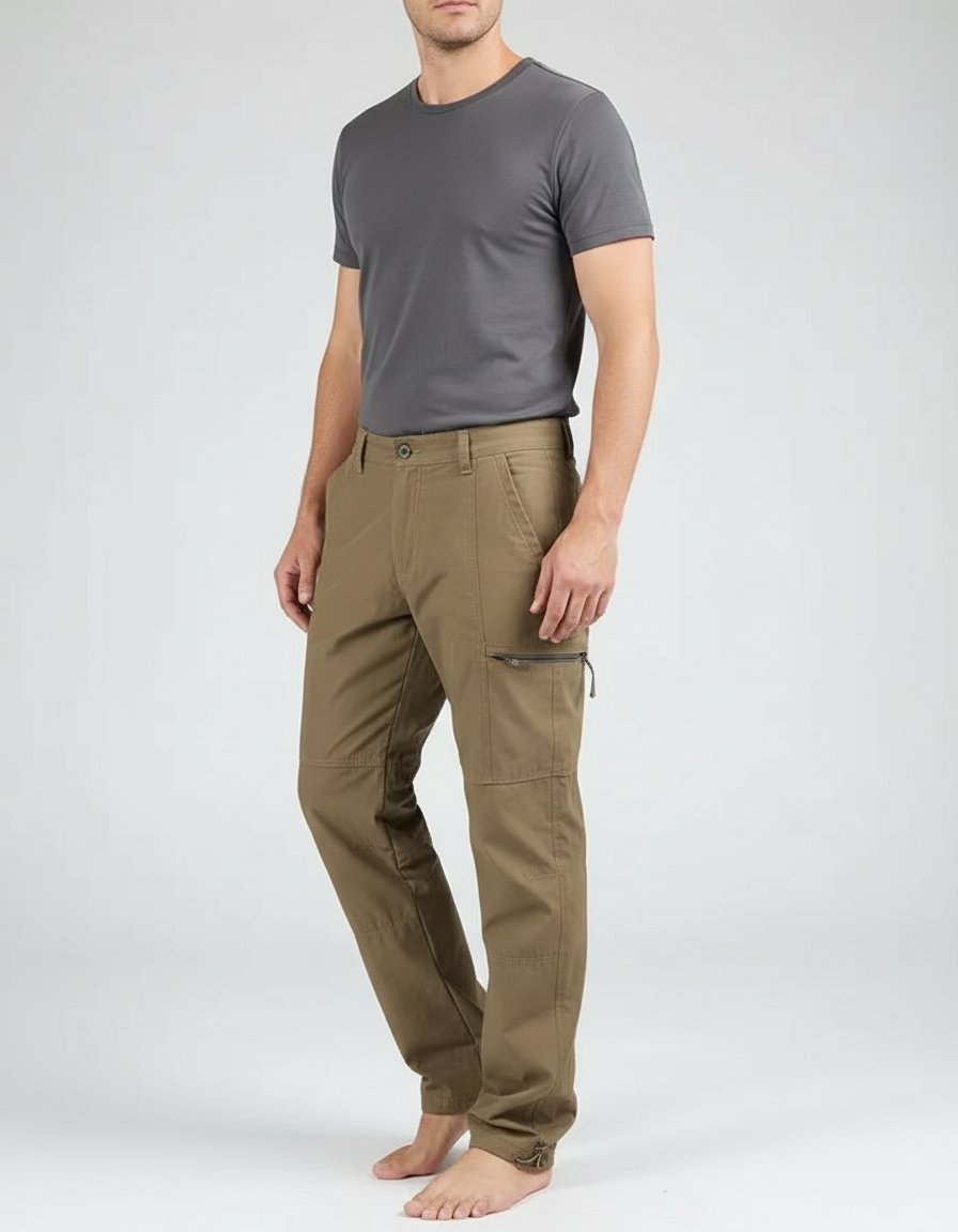 Pantalon Cargo Homme Marron Décontracté Multipoches Ample - Kaki Toile