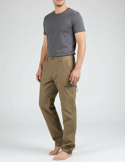 Pantalon Cargo Homme Marron Décontracté Multipoches Ample - Kaki Toile