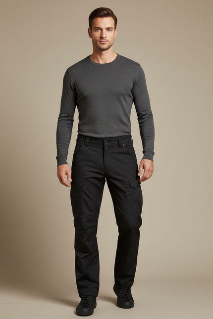 Pantalon Cargo Homme Noir Multipoches Durable Urbain - Toile