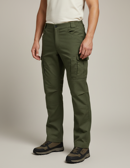 Pantalon Cargo Vert Militaire Homme Multi-Poches Tactique - Kaki Gabardine