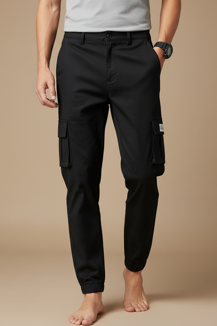 Pantalon Jogging Cargo Homme - Noir Gabardine
