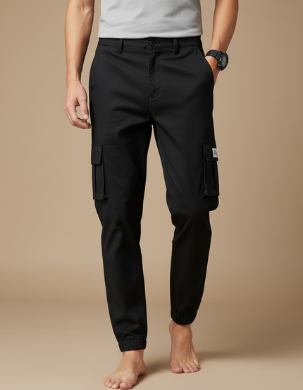 Pantalon Jogging Cargo Homme - Noir Gabardine