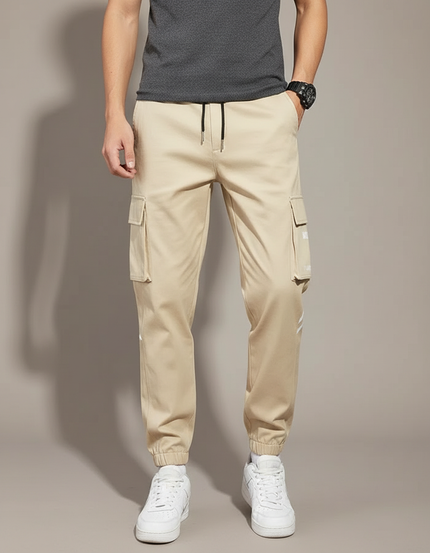 Pantalon Cargo Beige Décontracté Cordon Homme - Polyester