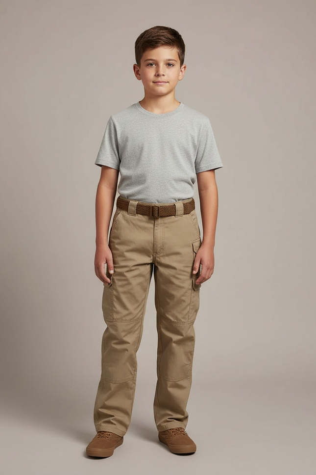 Pantalon Cargo Beige Enfant Décontracté Multipoches Coton