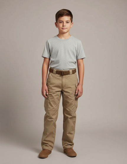 Pantalon Cargo Beige Enfant Décontracté Multipoches Coton