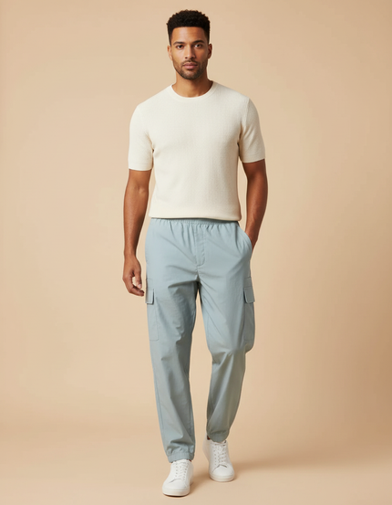 Pantalon Cargo Resserré Aux Chevilles - Bleu Polyester