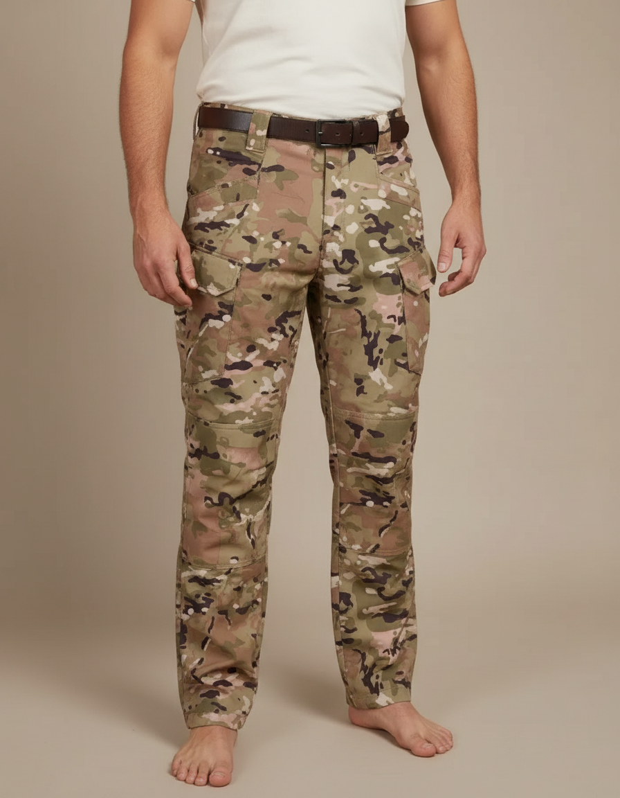 Pantalon Cargo Camouflage Militaire Multi-Poches Durable - Multicolore Toile