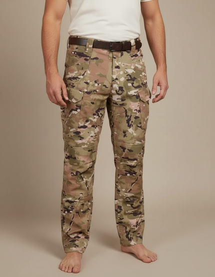 Pantalon Cargo Camouflage Militaire Multi-Poches Durable - Multicolore Toile