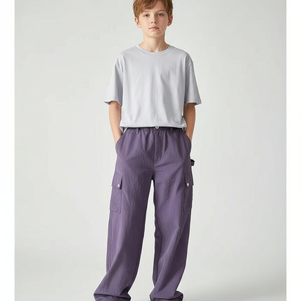 Pantalon Cargo Violet Ample Doux Enfants - Toile