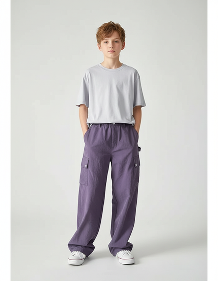 Pantalon Cargo Violet Ample Doux Enfants - Toile