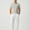 Pantalon Cargo Blanc Lin Ample Décontracté Homme