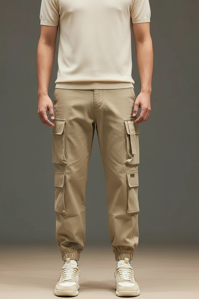 Pantalon Cargo Avec Elastique - Beige Gabardine